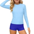 thumbnail image 2 of ITSAME Girls Rash Guard Swimwear Long Sleeve Tops and Boyshorts Quick-Dry Beach Swimsuit 2-Piece Blue Size 11-12, 2 of 7