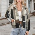 thumbnail image 3 of Jackets for Women Winter Coat Jackets Flannel Stand Collar Jacket(Vinatge Geometric Abstract Art Gray Black Brown,Size:S-4XL), 3 of 7
