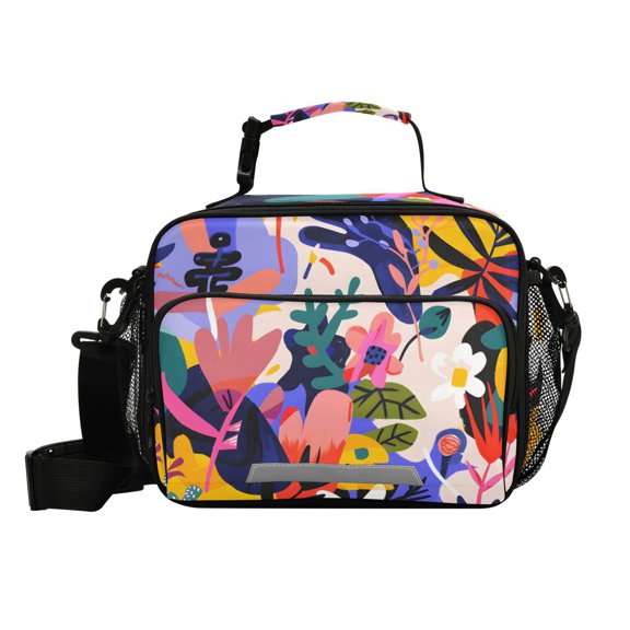 Abstract Colorful Floral Paint Art Insulated Lunch Bag Portable Cooler Bag Mommy Bag Large Capacity 6L