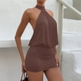 thumbnail image 4 of Pounoo Women's Party Dresses Halter Neck Sleeveless Bodycon Dress With Ruched Design Nightclub Style Comfortable Stretchy Breathable Short Sundresses Gift, 4 of 7