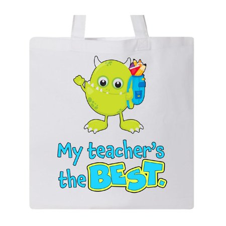 My Teacher's the Best cute green monster Tote Bag White One