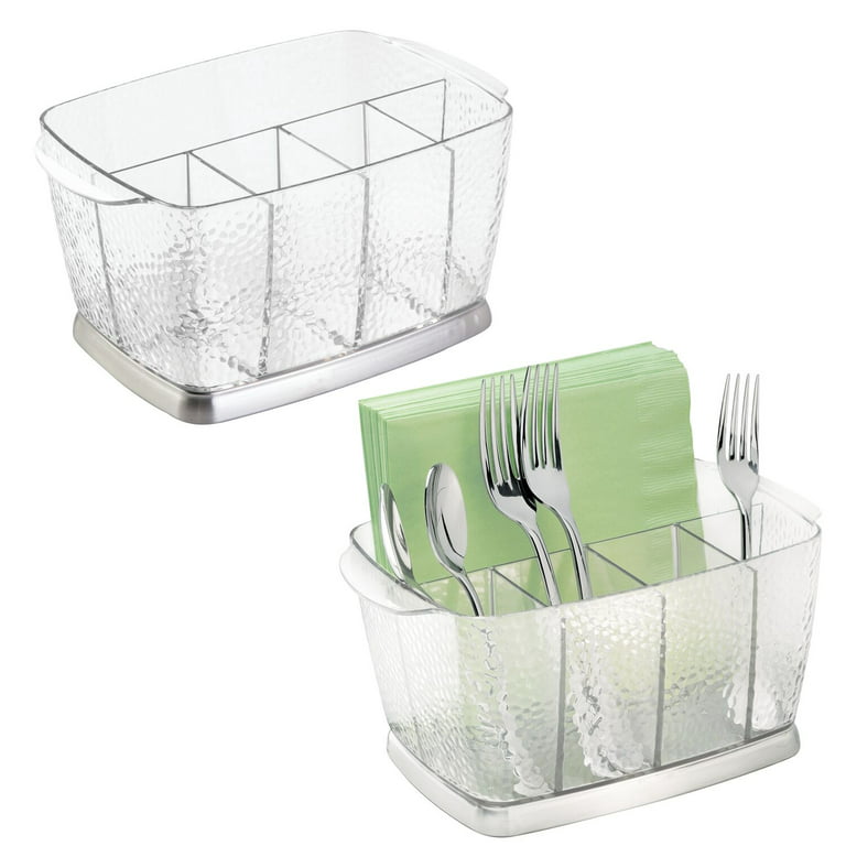 Cascade dishwasher tabs container turned plastic cutlery holder. Cute  silverware cutouts!