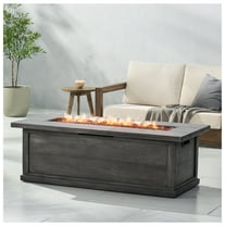 56" Outdoor Rectangular MgO Concrete Propane Gas Fire Pit, 50,000 BTU, Grey Wood Pattern, Modern Durable Fireplace (Cover Not Included)