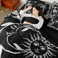 thumbnail image 4 of Manfei Mystic Moon Sun Bedding Comforter Set 7-Piece, Black White Damask Floral King Bedding Sets, Vintage Bohemian Style Reversible Bed Sheets, Lightweight Room Decor, 4 of 7