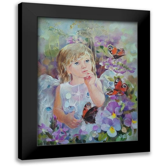 Zareckaye, Tatiana 12x14 Black Modern Framed Museum Art Print Titled - Fairy with Butterflies