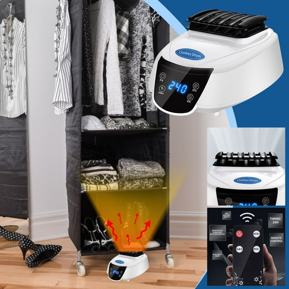 Secadora Portátil de Aniones, Material Ignífugo, Control Remoto, Diseño Compacto y Plegable, Ideal para Familias, Viajes y Apartamentos, Tamaño 25 X 30 X 15 Cm.