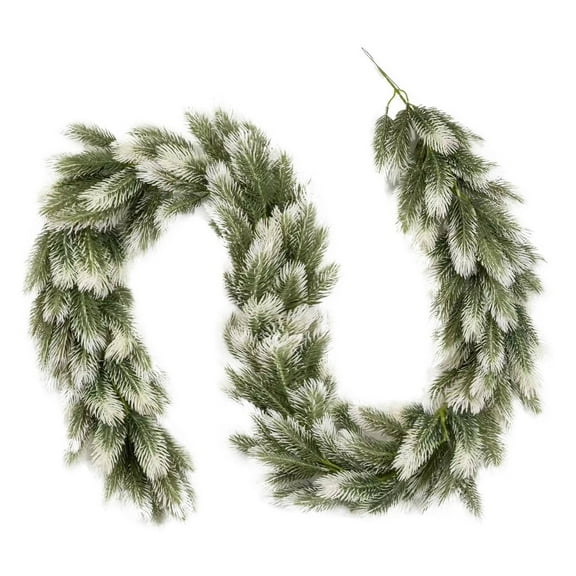 VogueV Snow Frost Christmas Garland with Warm Lights, 6 Ft Artificial Pine & Berry Mantle Swag, Indoor-Outdoor Holiday Greenery for Staircase & Door, 1*Wreath