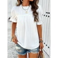 thumbnail image 4 of MORTTIC Women's Elegant Ruffle Detail Blouse Short Sleeve Round Neck Top for Summer, Perfect for Office, Casual Outings, and Elegant Daily Wear, 4 of 6