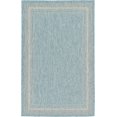 thumbnail image 1 of Unique Loom Outdoor Collection Transitional Indoor & Outdoor Casual Solid Tonal Border Area Rug, 5 x 8 Feet, Aquamarine/Beige, 1 of 2