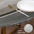 thumbnail image 4 of Vintage Dark Grey Stripes Round Fitted Table Cover Peeling Paint Effect Texture Waterproof Table Cloth with Elastic Edge Wipeable Tablecloth for Picnic Camping Party Fits 36"-44" Diameter, 4 of 8