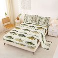 thumbnail image 2 of Castle Fairy Flat Freshwater Fish Bed Sheets 4-Piece,Repeating Bass Species Tile Full Size Sheets,Cream Olive,1 Fitted Sheet,1 Flat Sheet and 2 Pillowcases, 2 of 6