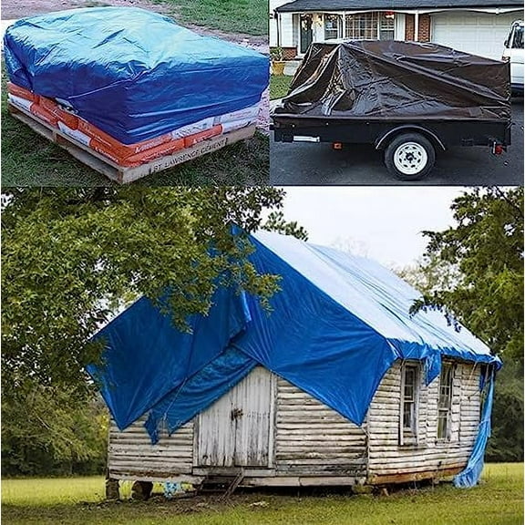 12' x 20' Large Multi-Purpose Waterproof Light Weight Heavy Duty Poly Tarp Grommets Every 24", 14 Mil 12x20Thick, for Home, Boats, Cars, Camping, UV Resistant, Rip/Tear Proof Tarpa