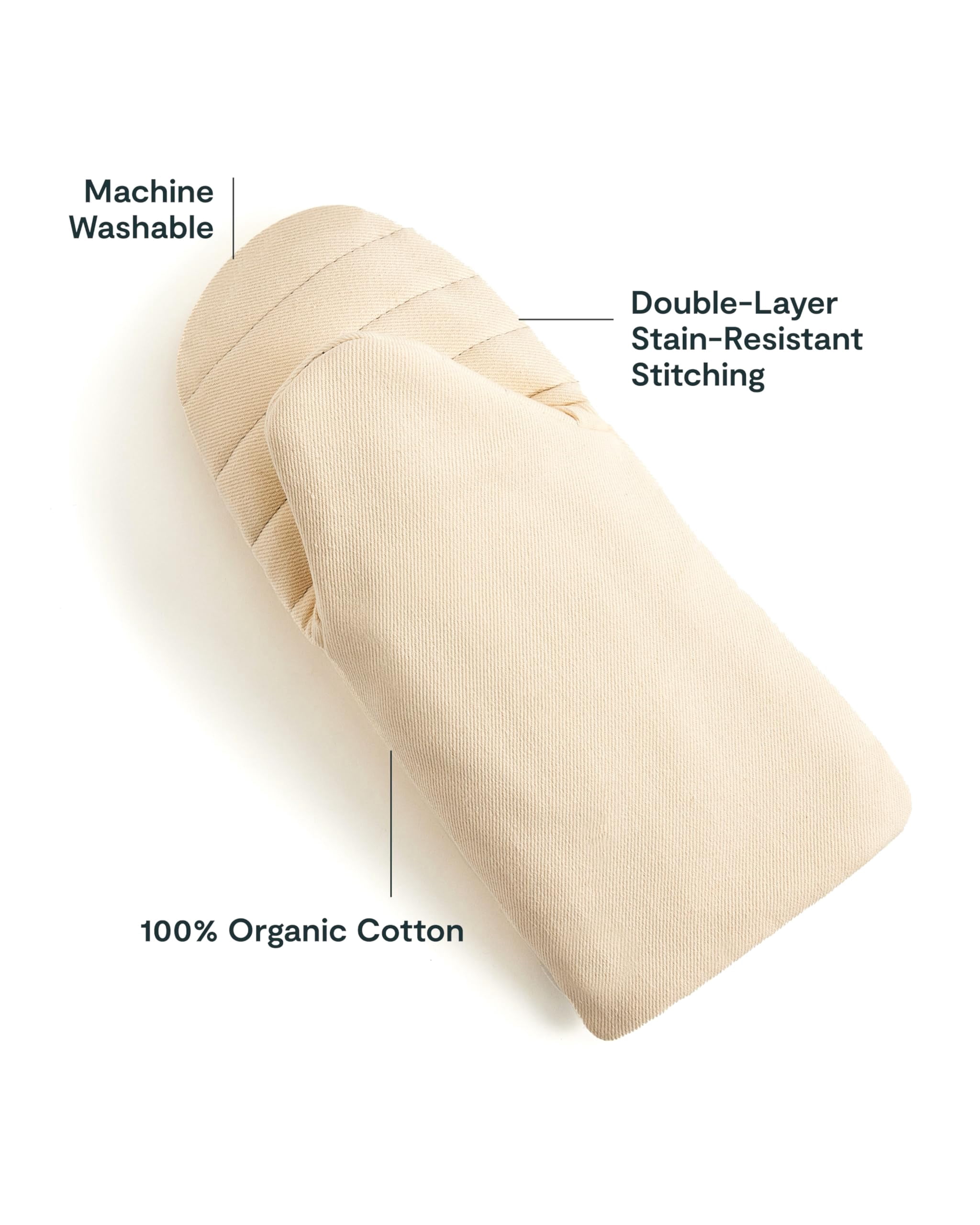 Oven Mitts Cotton Cream, Set of 2 for Hot Kitchenware Handling