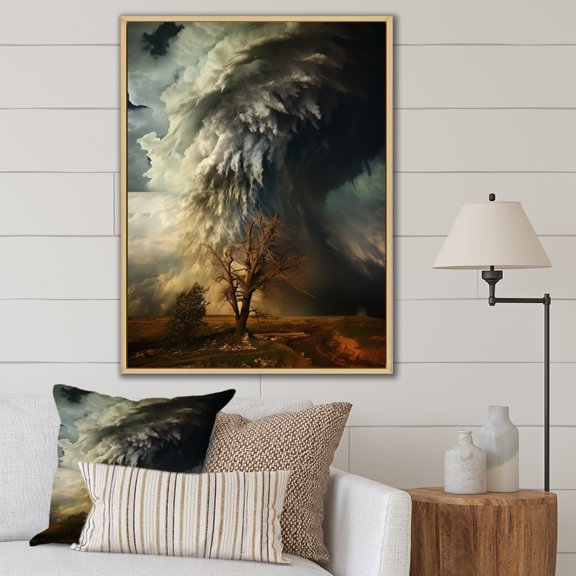 Designart "Twisting Elements In The Storm" Landscape & Nature Floater Framed Canvas Print