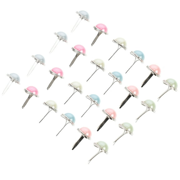 50 Pcs Decorative Mini Brads Round Paper Fasteners Pearl Design Brads
