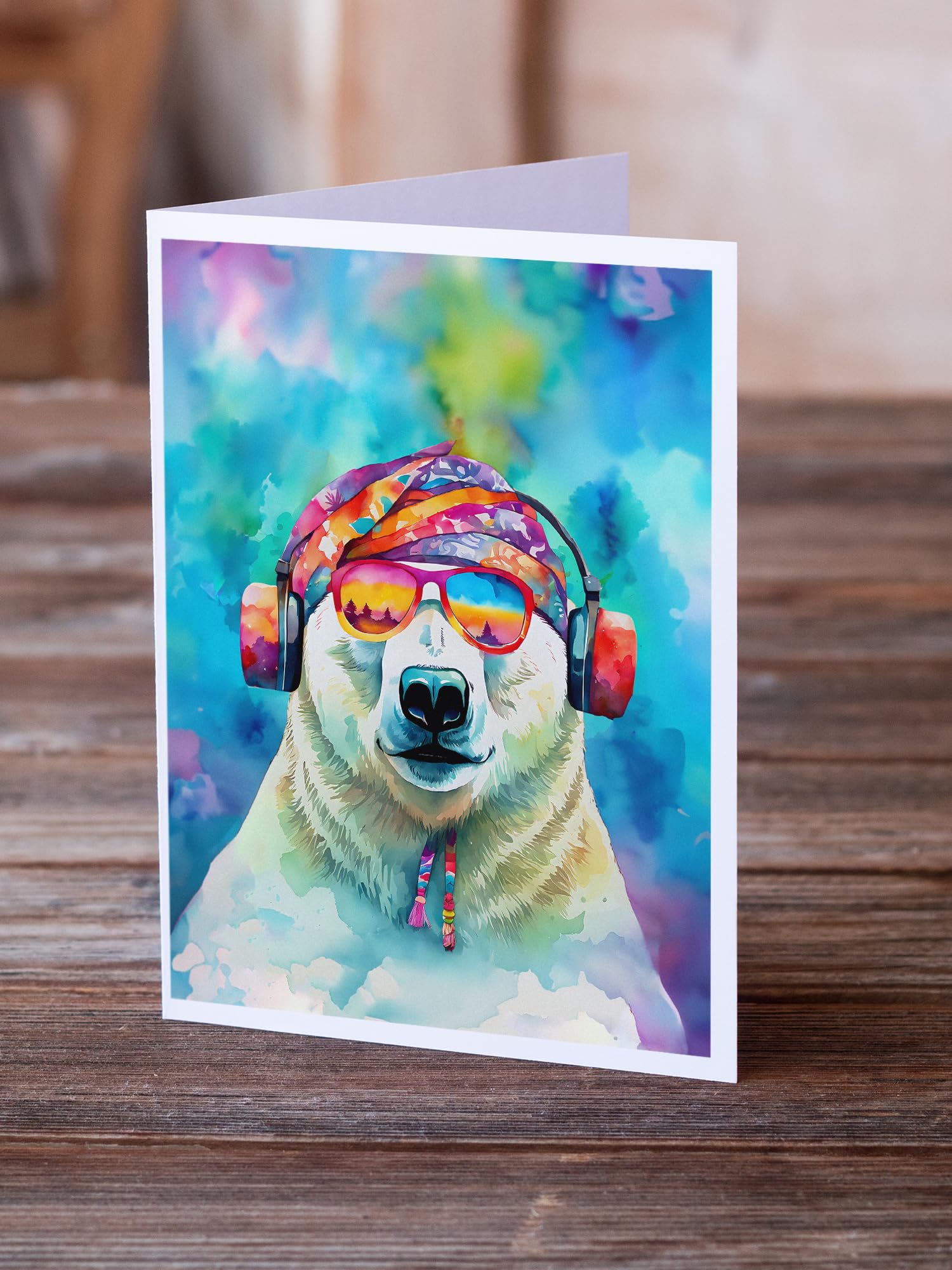 Hippie Animal Polar Bear Greeting Cards Pack of 8 7 in x 5 in