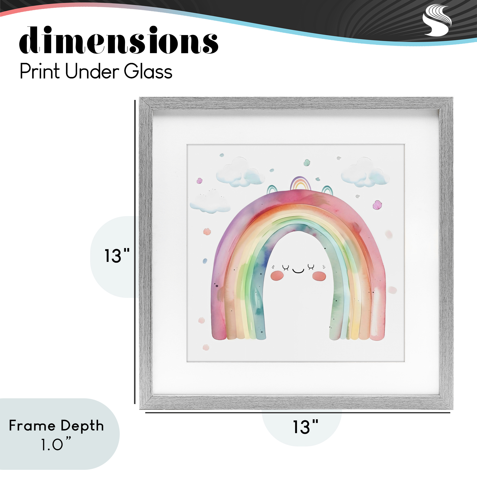Stupell Industries Cute Smiling Rainbow Gray Framed Print Under Glass, design by Creative Studio