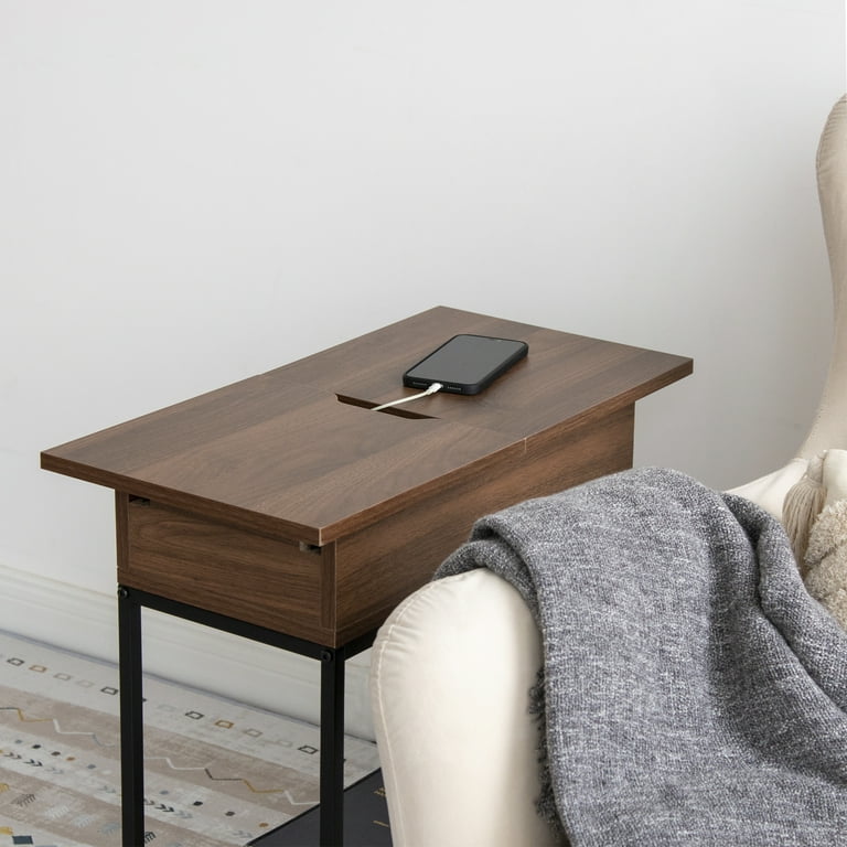 StorageWorks Flip Top Narrow End Table with Storage and Built-In