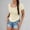 Beige, variant on KDFJPTH T Shirts for Women Loose Fit Short Sleeve Scoop Neck Ribbed Slim Fit Basic Tshirts Tops