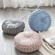 thumbnail image 4 of Zhuge Cojines de terciopelo plisados redondos con forma de calabaza para sofá, cojín relleno para el suelo, para el hogar, sofá, silla, cama, decoración de coche (azul marino), 4 of 5