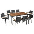 thumbnail image 1 of vidaXL 9 Piece Outdoor Dining Set Poly Rattan and Acacia Wood Black, 1 of 4