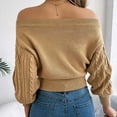 thumbnail image 5 of Qetyuw Womens Cable Knit Off Shoulder Sweater Chunky Cropped Long Sleeve Jumper Solid Color Casual Knitted Sweaters, 5 of 6