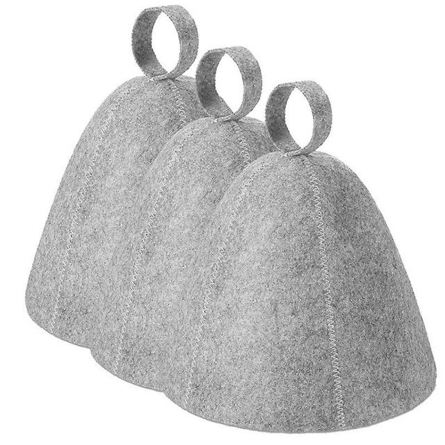 3 piezas de gorro de sauna, gorro de baño de fieltro, gorro de lana, gorro de sauna absorbente ucraniano para hombres y mujeres, accesorios para sauna, ducha, baño de vapor (gris)
