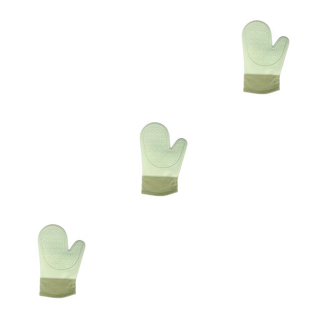 Inteprter Manoplas de silicona Guantes Horno Aislamiento ignífugo Microondas Cocina Barbacoa Hogar Herramienta para hornear Verde Type1 NO1