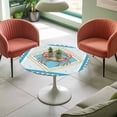 thumbnail image 4 of Nautical Crab Elastic Fitted Round Table Cover Geometric Striped Rope Waterproof Outdoor Tablecloth for Holiday Party, Picnic, Patio & Dining Fits Tables Up to 45"-54", 4 of 8