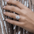 thumbnail image 2 of Kalapi Jewel 1.5 Ct Halo Engagement Trio Ring Set for Her - Oval Cut Moissanite Cluster Ring Set - 14K White Gold Plated Wedding Ring - Jewelry for Proposal or Anniversary - Gift for Her, 2 of 3