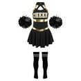 thumbnail image 6 of iiniim Kids Girls Cheer Leader Dance Cheerleading Uniform Dress with Pom Pom Socks Party A Black&White 10, 6 of 7