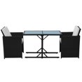 thumbnail image 2 of vidaXL Ensemble Bistro 3 Pcs avec Coussins en Rotin Poly Noir, 2 of 5