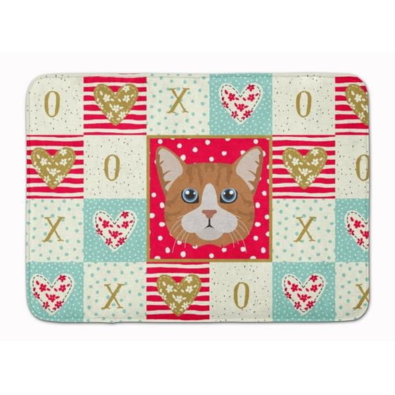 Manx Cat Love Machine Washable Memory Foam Mat Red