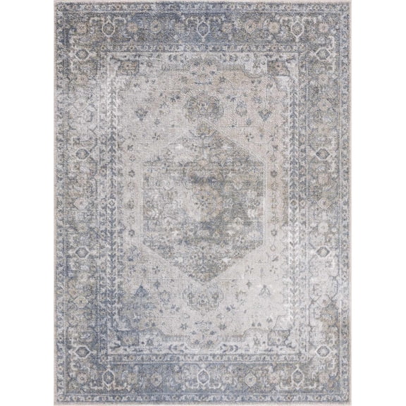 BoutiqueRugs Gael Farmhouse Area Rug - Machine Washable - Blue, Mustard, Olive - 2' x 3'