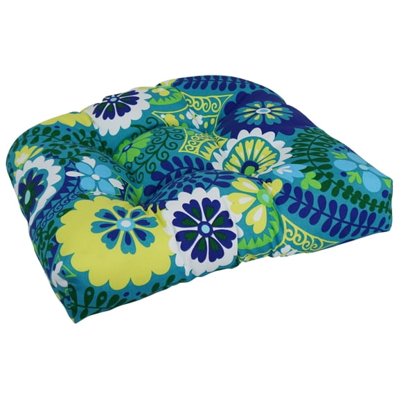 Blazing Needles 19-inch Rounded Back Indoor/Outdoor Chair Cushion - 19" x 19" Luxury Azure