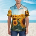 thumbnail image 2 of Balery Sunlit Sunflower Field Camisas hawaianas de manga corta para hombre, camisas playeras de corte holgado, camisas de vacaciones con botones,Medium, 2 of 7
