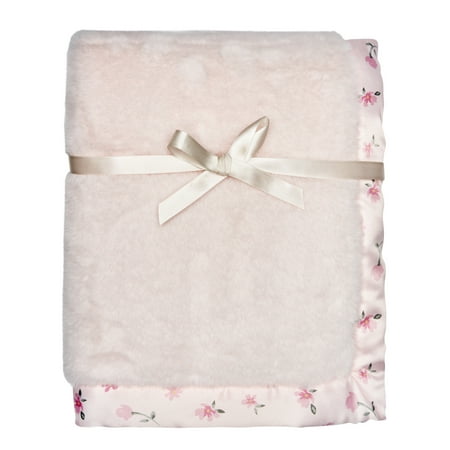 Modern Moments By Gerber Baby & Toddler Girl Plush Blanket with Satin Trim, Light Pink