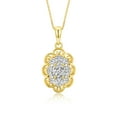 thumbnail image 2 of RYLOS Matching Set 14K Yellow Gold Floral Pattern Halo Pendant Necklace & Ring. Gemstone & Diamonds, 18" Chain. 6X4MM White Topaz April Birthstone; Size 10, 2 of 9