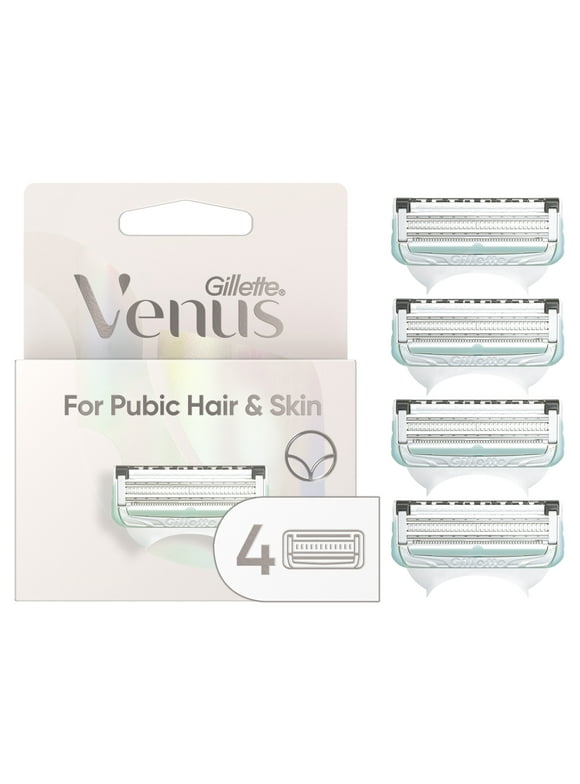 Gillette Venus for Pubic Hair and Skin, Women's Razor Blades, 4 Refills, White