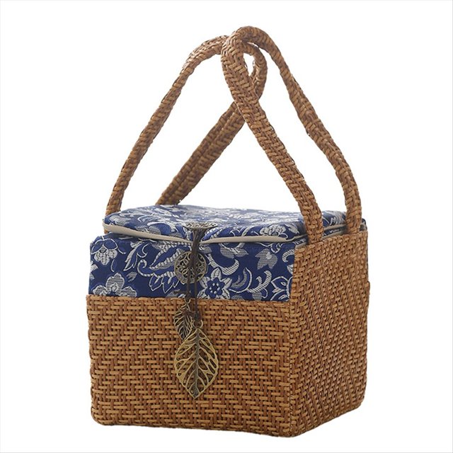 Bolsas de Almacenamiento Elegantes para Juegos de Té Portátiles para Viajes Al Aire Libre, Regalo de Negocios, Lata de Té Vintage, Bolsa de Tela Tejida.