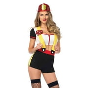 Leg Avenue 2PC. Code Red Cutie, zipper front crop top, suspender shorts w/badge MEDIUM MULTICOLOR