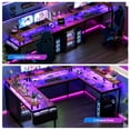 thumbnail image 4 of U Shaped Desk, 126 Inch Gaming Desk with Monitor Stand and LED Lights, Reversible Shaped Large Computer Desk with Power Outlets, Large Corner Office Desk with Storage Bag and Hooks, 4 of 9