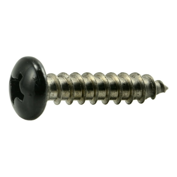 #8 x 3/4" Black Painted 18-8 Stainless Steel Phillips Pan Head Sheet Metal Screws SMSPSS-571