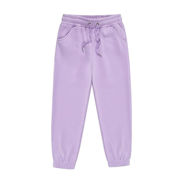 Girls Boys Sweatpants Kids Casual Athletic Pull-On Jogger Pants Purple 10-11 Years