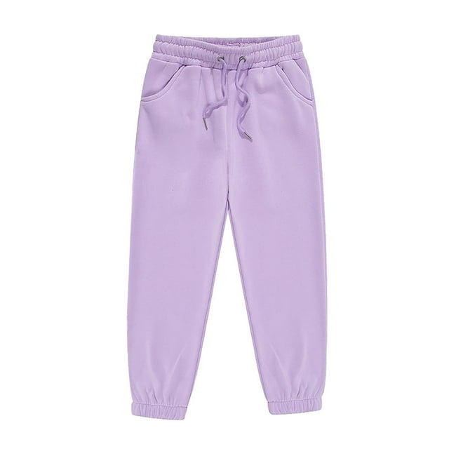 Girls' Autumn Winter Sports Pants - Elastic Waist, Polyester, Long Length - for 2-13 Years, Suitable for School/Gym