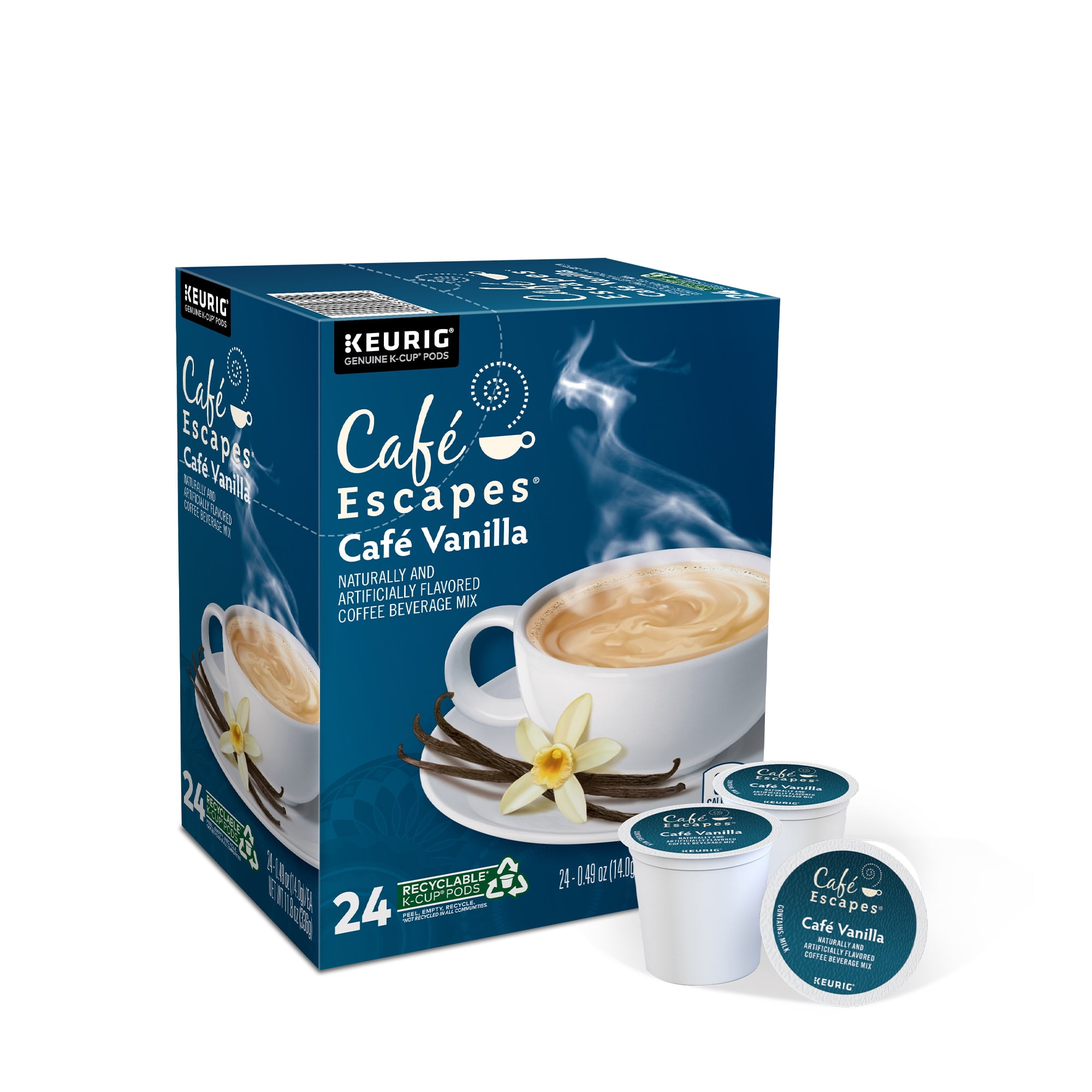 Café Escapes Café Vanilla, Keurig SingleServe KCup Pods, 24 Count