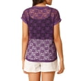 thumbnail image 3 of INSPIRE CHIC Haut en Dentelle Florale Transparent Décontracté à Manches Courtes pour Femme TP Violet, 3 of 7