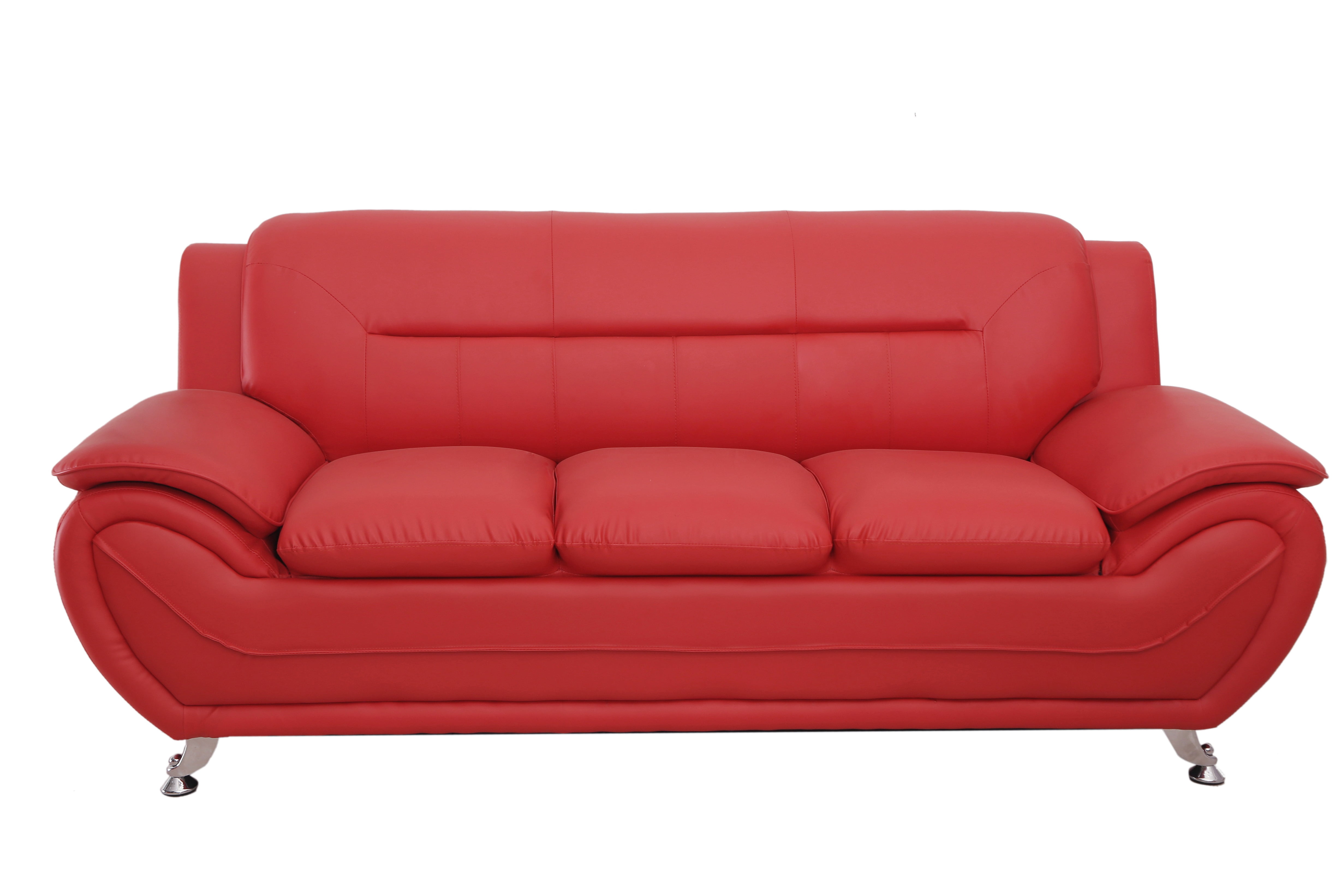 Uspridefurniture Sanuel Faux Leather 2Pcs Living Room Sets, Red