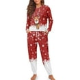 thumbnail image 4 of DISNIMO Deer Snowflake Printed Pajama Set for Women Christmas 2 Piece Lounge Set Long Sleeve Top and Long Pants Set Casual Loose Loungewear Sleepwear, 2XL, 4 of 7