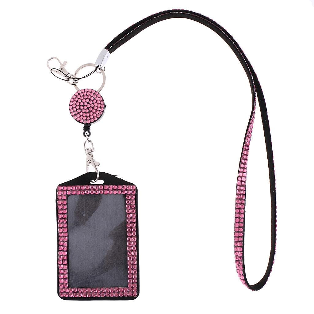 FVDPWYE 5 Lot Mixed Colors Rhinestone LANYARD with Retractable Reel ID Badge Holder
